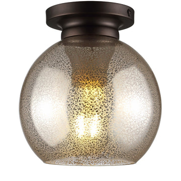 Atlas 7.75" Metal/Glass LED Flush Mount - JONATHAN Y